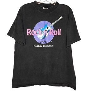 Vtg 90s Rock n Roll Cafe Nassau Bahamas T-Shirt Oneita‎ Power-T Single Stitch XL